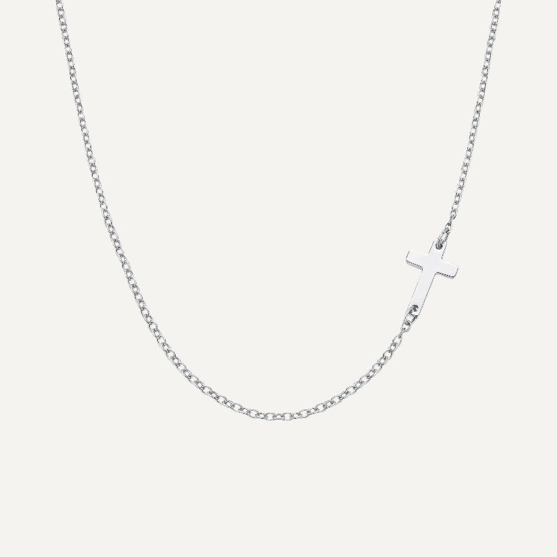 Stainless Steel Lateral Cross Necklace