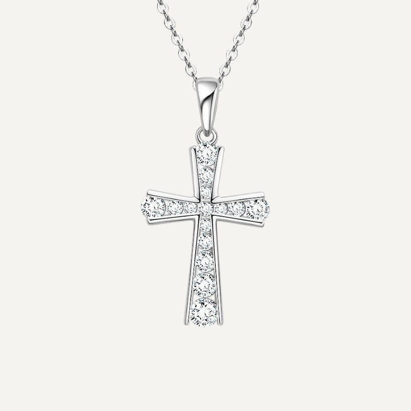 925er Silber Leuchtendes Kreuz-Halsband