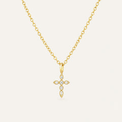 Collier Croix Marquise en Argent Sterling