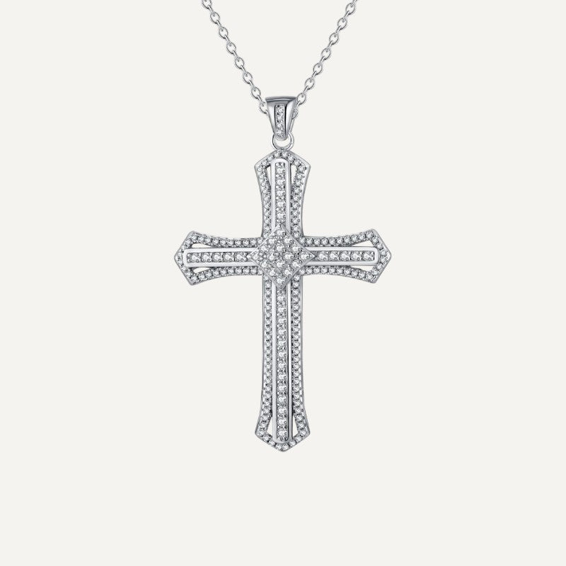 Modern Cross Necklace in Silver