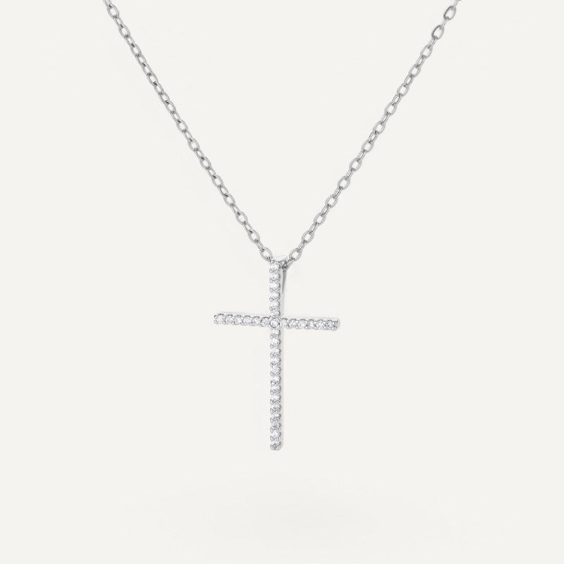 Zirconium stone cross necklace
