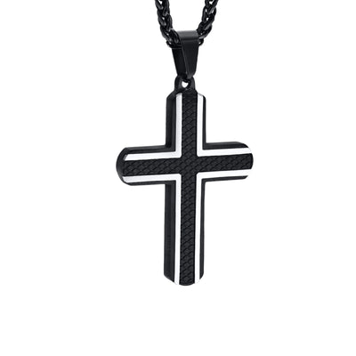 Collier Croix en Losange Noir