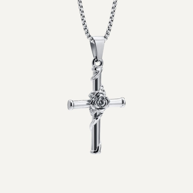 Cross necklace with pink cross pendant