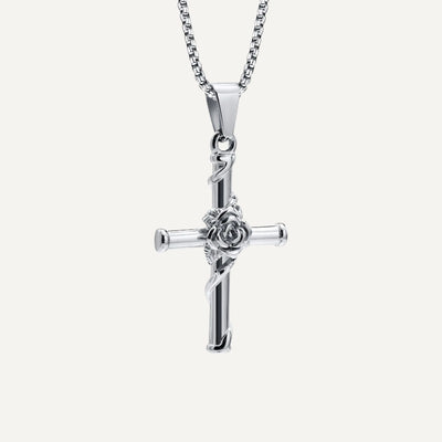 Collier Croix avec Pendentif Croix Rose