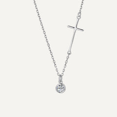 Cross necklace with round pendant