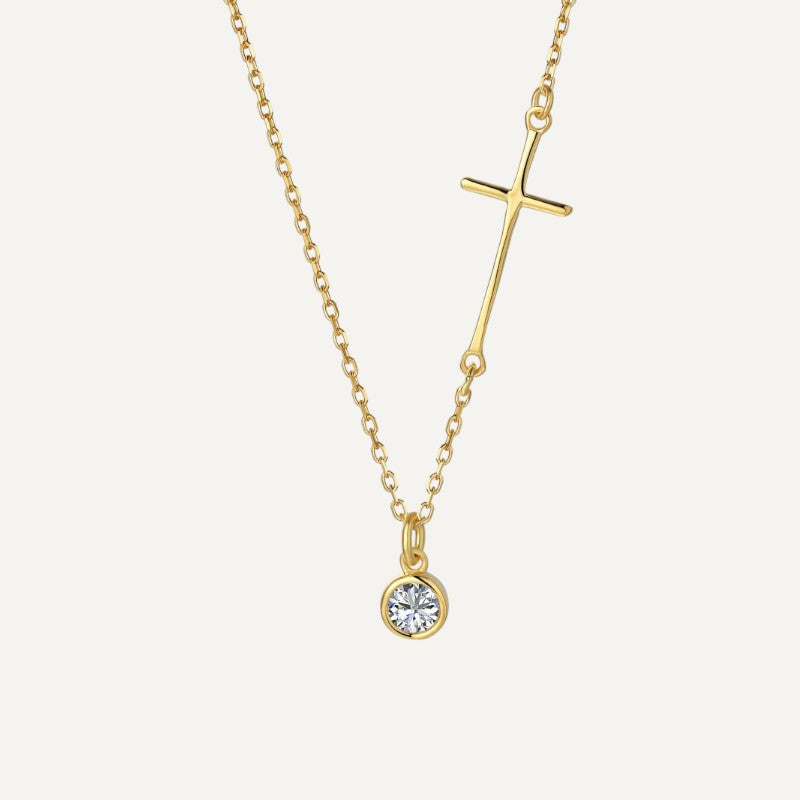 Cross necklace with round pendant