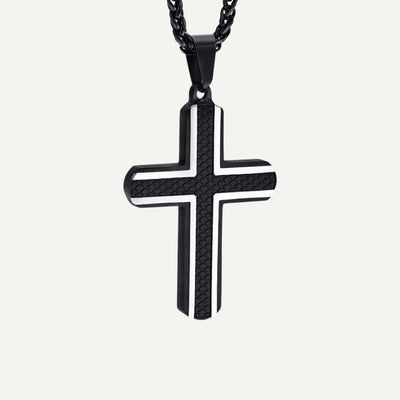 Cross Necklace for Men, Black Diamond