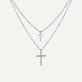 Collier Double Croix en Argent