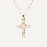 Cross pendant necklace with zirconiums