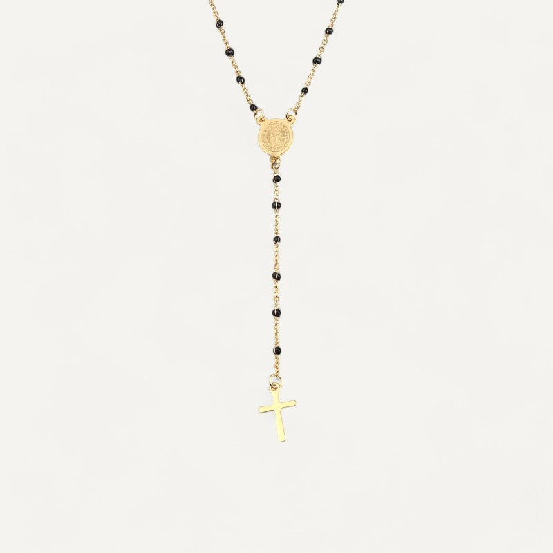 Religious necklace with pendant cross of the Virgin Mary