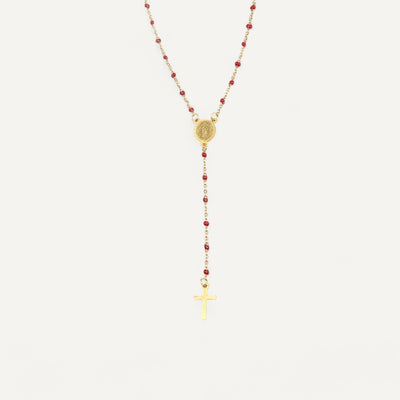 Religious necklace with pendant cross of the Virgin Mary