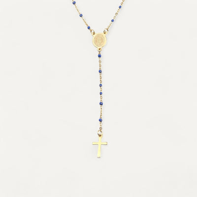 Religious necklace with pendant cross of the Virgin Mary