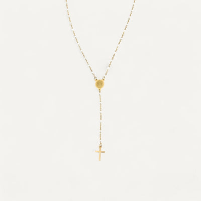 Religious necklace with pendant cross of the Virgin Mary