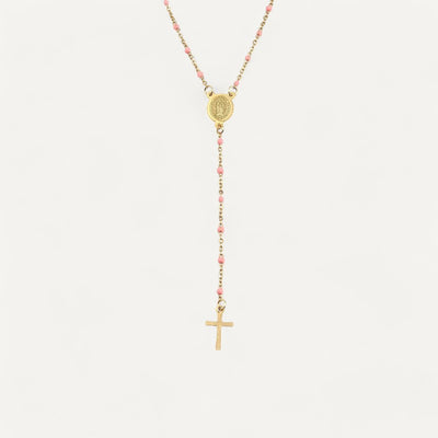 Religious necklace with pendant cross of the Virgin Mary