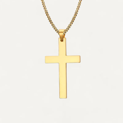 Collier à Chaîne Cubaine avec Pendentif Croix