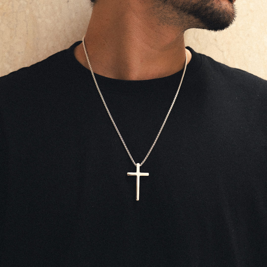 Collier Croix Acier Pur