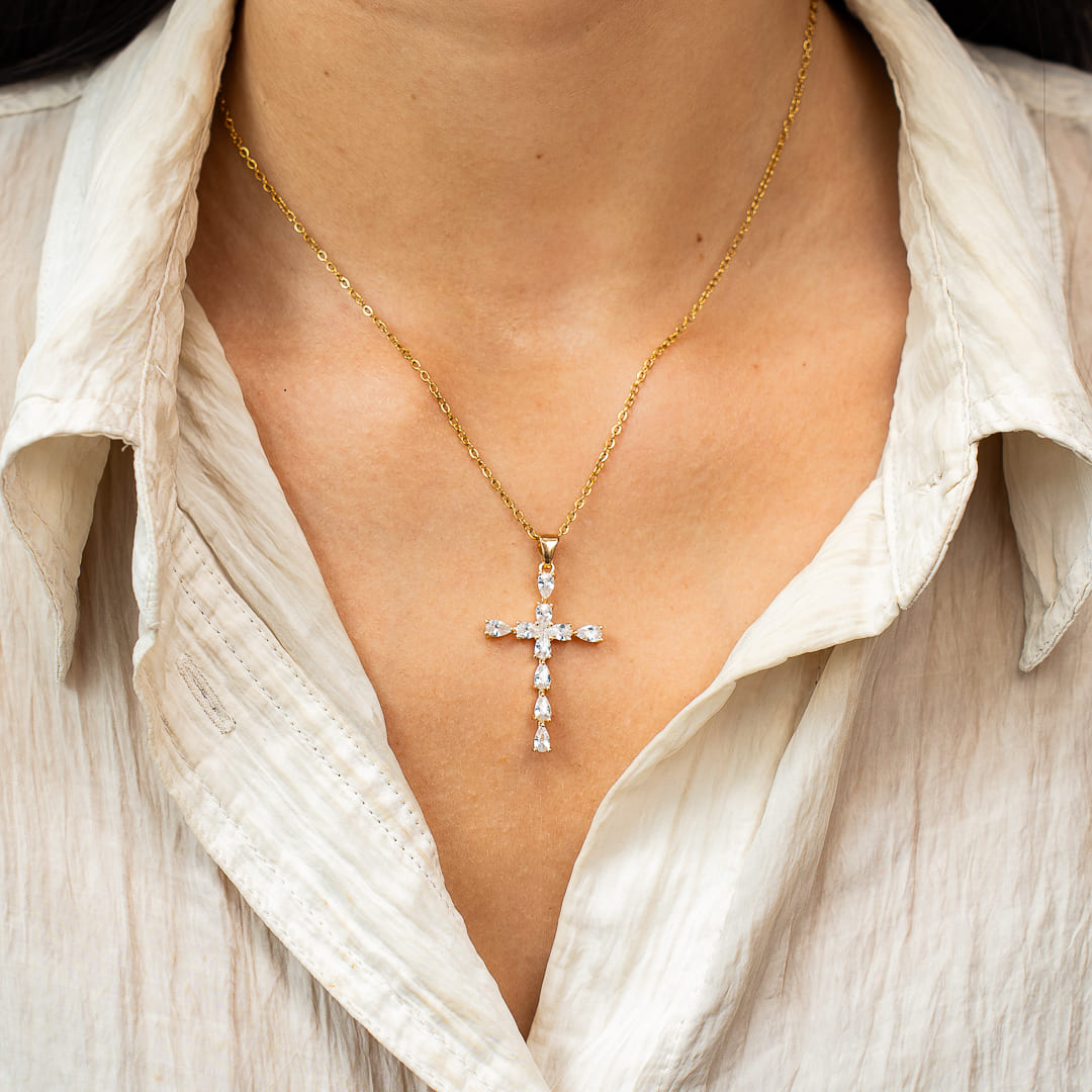Collier Croix Cristal Femme