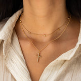 Double chain cross necklace flute
