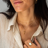 Double chain cross necklace flute