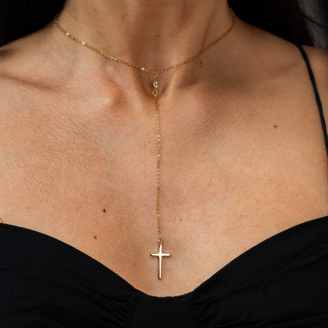 Steel cross necklace