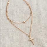 Double chain cross necklace flute