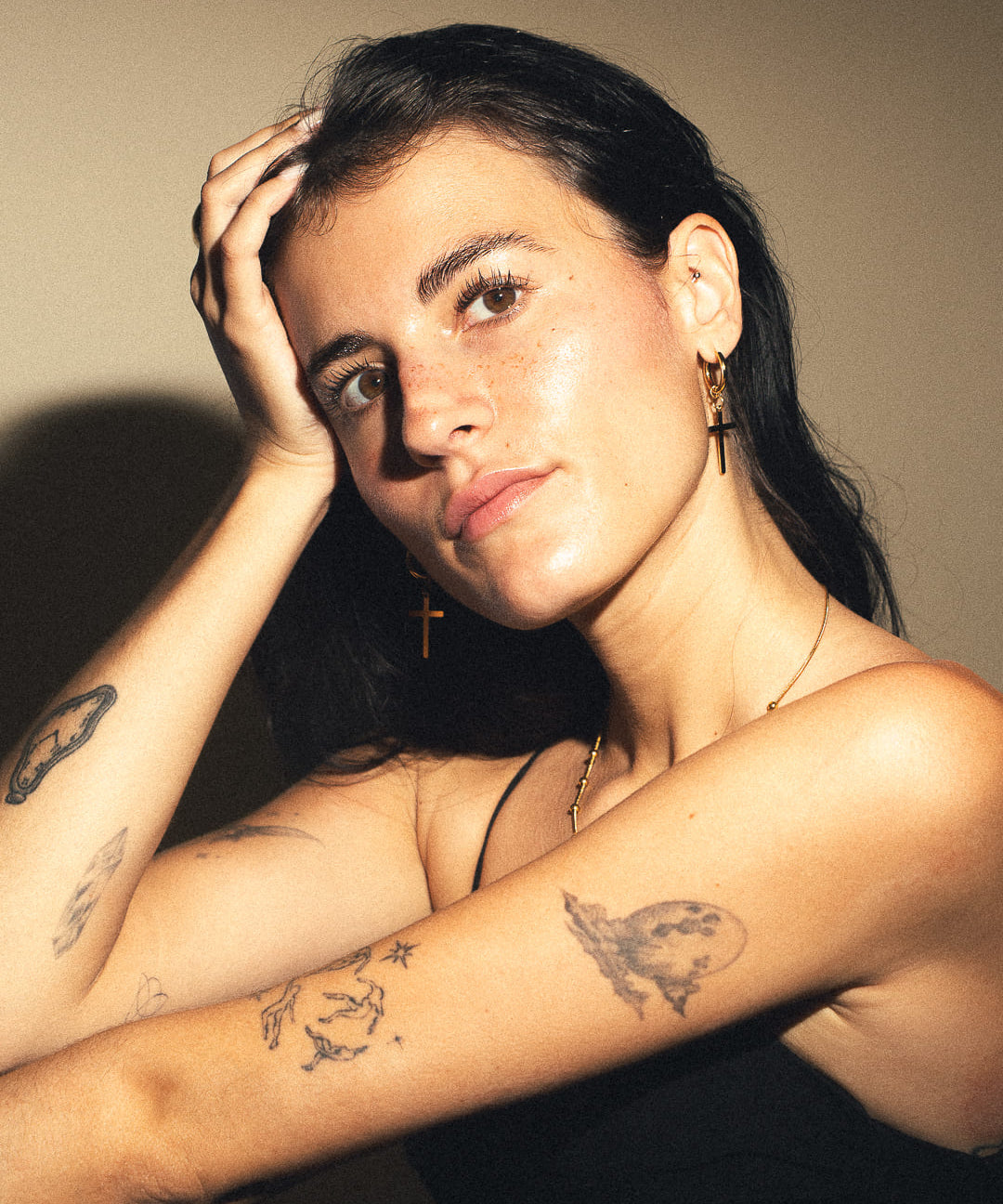 Cross rings earrings