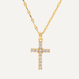Collier Croix Doré avec Cristaux