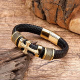 Armband Kreuz Gold Herren Leder