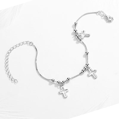 Triple Silver Cross Bracelet