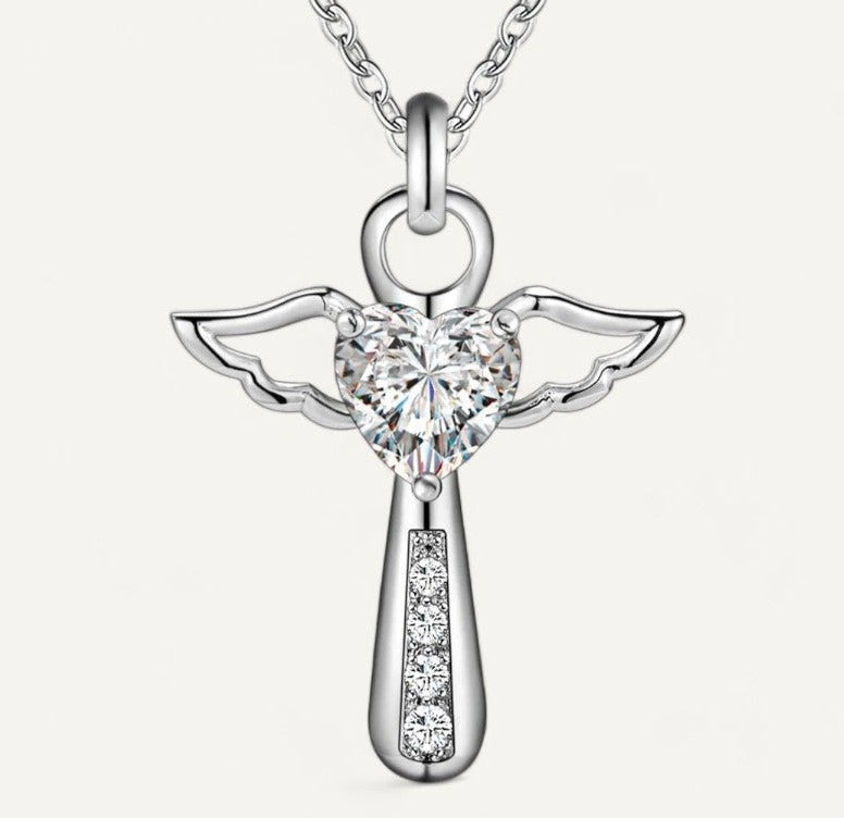 Pendentif Ange En Cristal Avec Chaîne – Pierre Alexandrite – Collier Naissance Juin