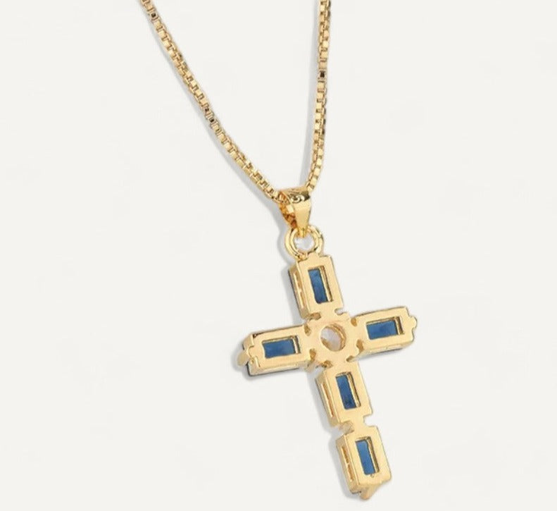 Midnight Blue Cross Necklace