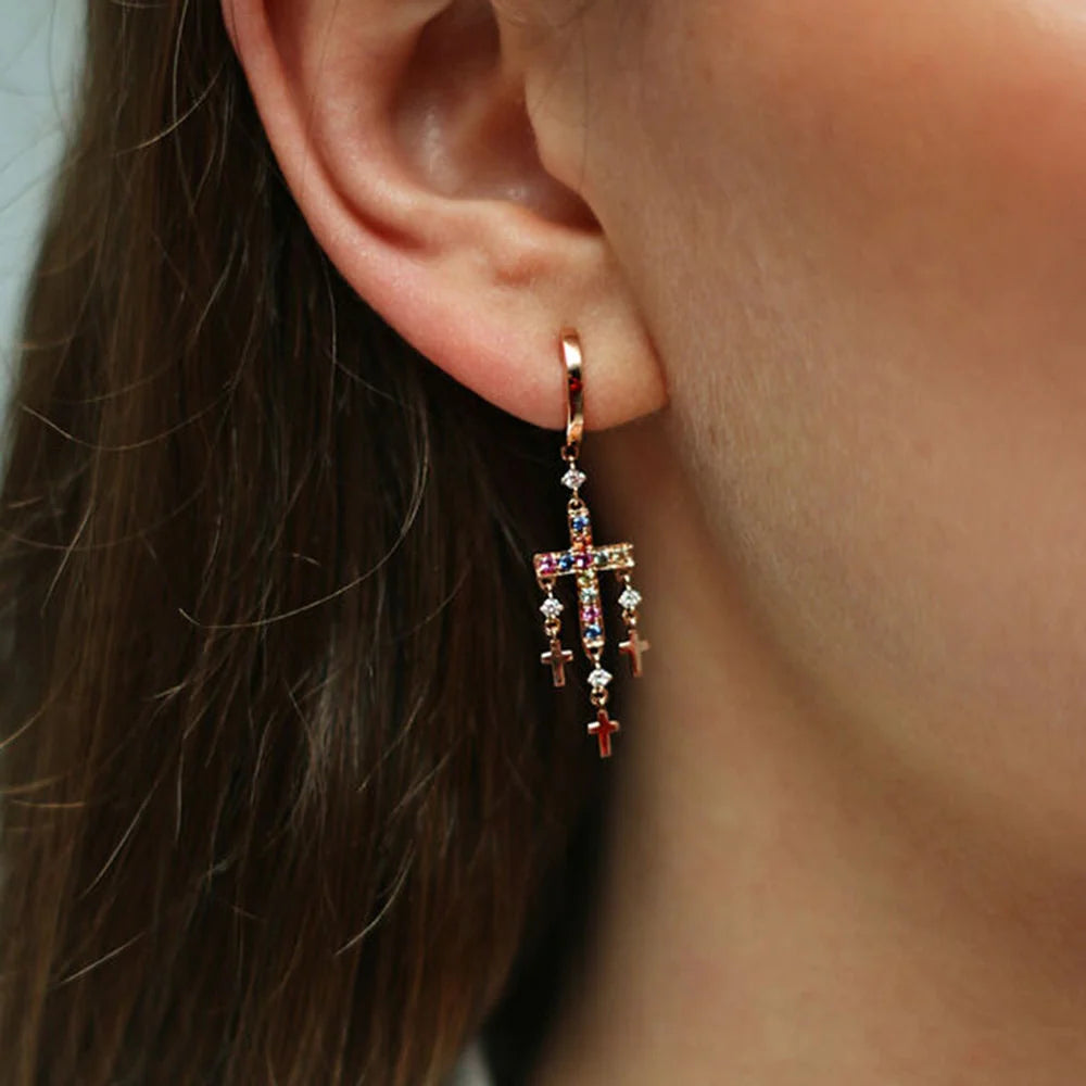 Multiple cross earrings