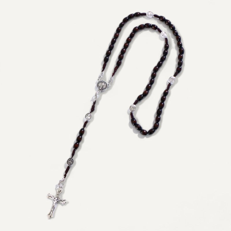 Brown Beads Crucifix Rosary
