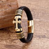 Armband Kreuz Gold Herren Leder