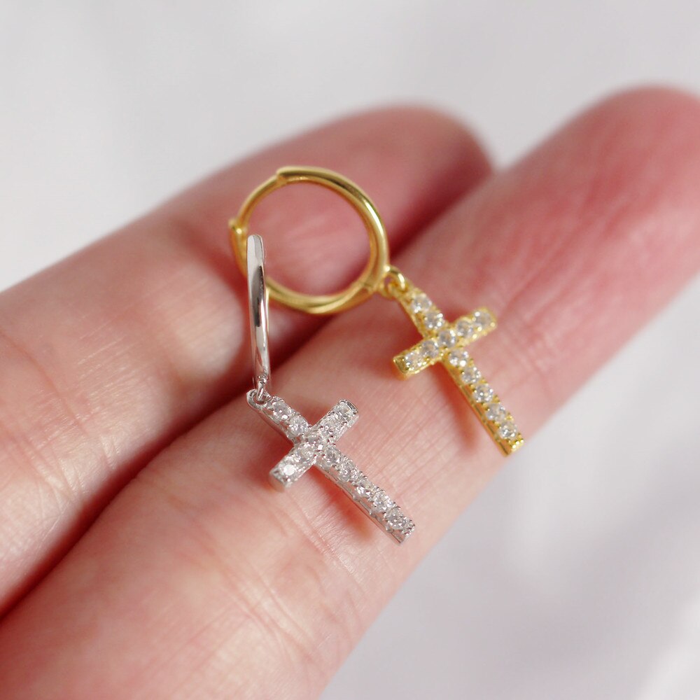 Women's hanging cross earrings