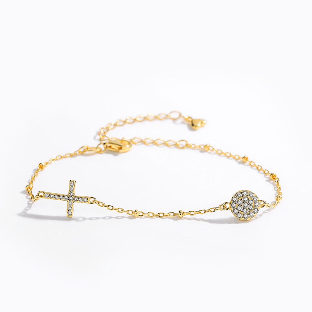 Minimalist Pearl Cross Bracelet