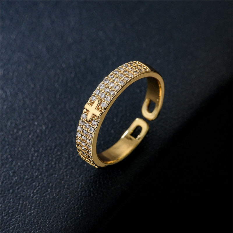 Delicate Sparkling Cross Ring