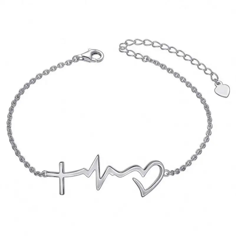 Realistic Heart Cross Bracelet