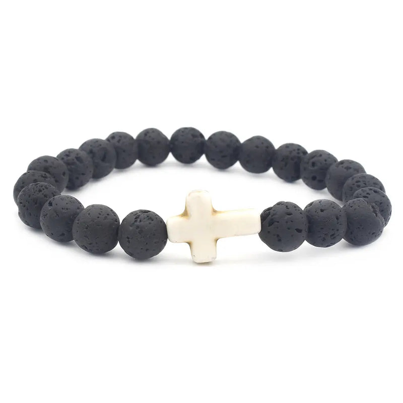 Natural Stone Christian Cross Bracelet