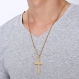 Collier à Chaîne Cubaine avec Pendentif Croix