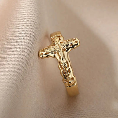 Adjustable Jesus Cross Ring