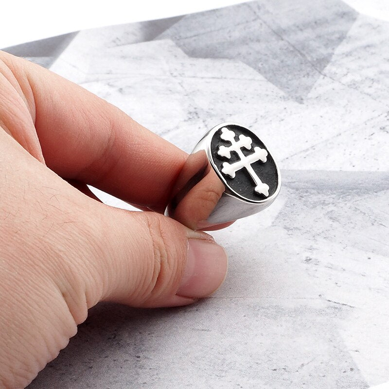 Lorraine Silver Cross signet ring