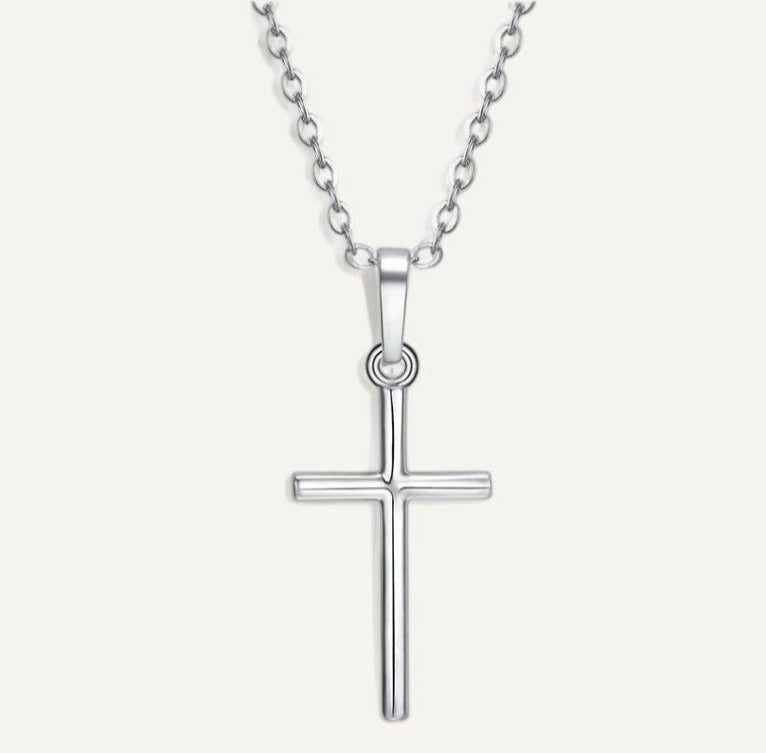 Fine Cross Necklace in Stainless Steel