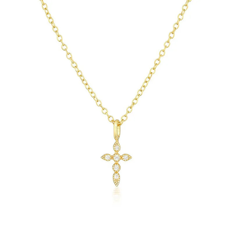 Marquise Cross Necklace in Sterling Silver