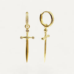 Boucles d'Oreilles Croix Épée
