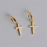 Boucles d'Oreilles Croix Pendante Femme