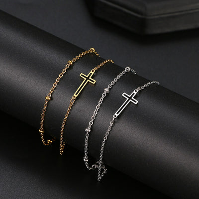 Double Chain Cross Bracelet