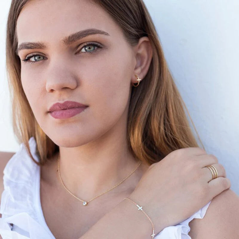 Gold -plated Creole Croix Earrings