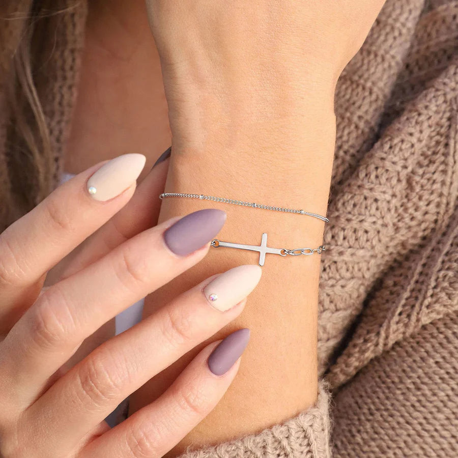 Bracelet Croix Lettre Personnalisé