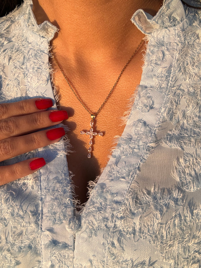 Women's crystal cross necklace